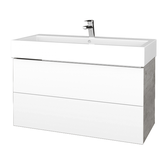 Umyvadlová skříňka VARIANTE SZZ2 100 pro umyvadlo Duravit Vero - D01 Beton - M01 Bílá mat