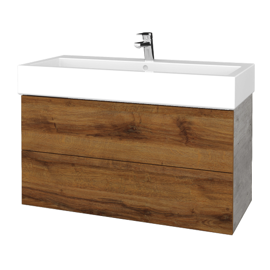 Umyvadlová skříňka VARIANTE SZZ2 100 pro umyvadlo Duravit Vero - D01 Beton - D27 Cognac