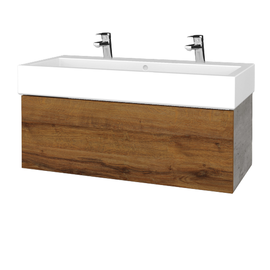 Umyvadlová skříňka VARIANTE SZZ 100 pro umyvadlo Duravit Vero - D01 Beton - D27 Cognac