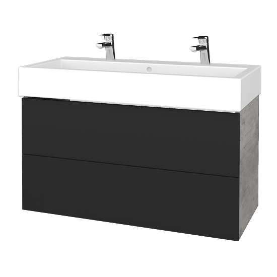 Umyvadlová skříňka VARIANTE SZZ2 100 pro umyvadlo Duravit Vero se 2 otvory pro baterii - D01 Beton - N03 Graphite