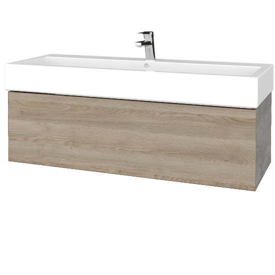 Waschtischunterschrank FLAT SZZ 120 (Waschtisch Duravit Vero)  - D01 Beton - D17 Eiche Colorado