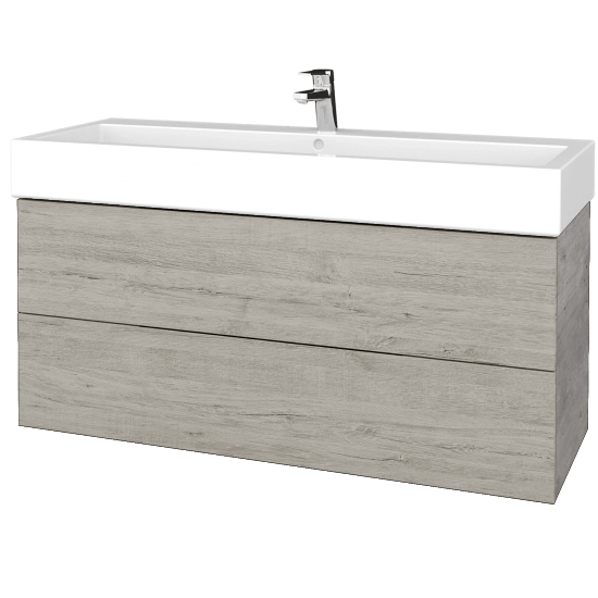 Waschtischunterschrank FLAT SZZ2 120 (Waschtisch Duravit Vero)  - D01 Beton - D05 Oregon