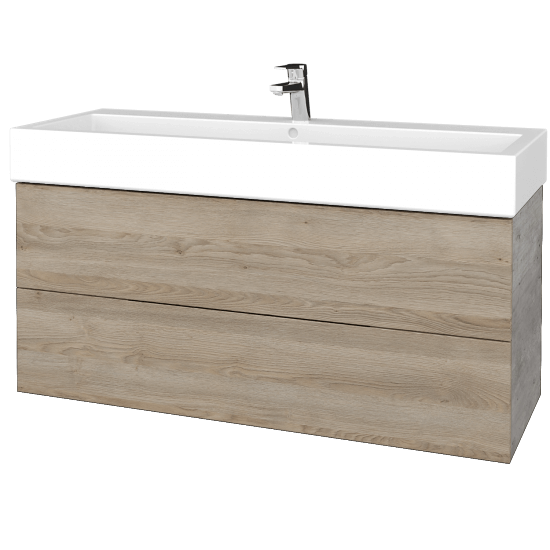 Waschtischunterschrank FLAT SZZ2 120 (Waschtisch Duravit Vero)  - D01 Beton - D17 Eiche Colorado