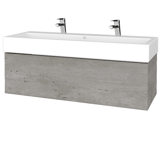 Waschtischunterschrank FLAT SZZ 120 (Waschtisch Duravit Vero mit 2 Hahnlöchern)  - D01 Beton - D01 Beton