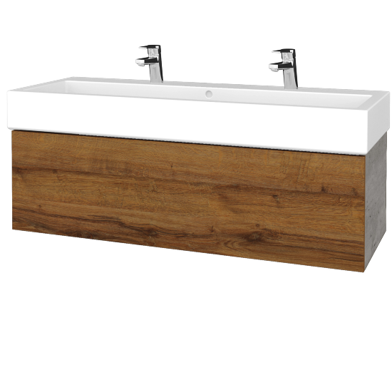 Umyvadlová skříňka VARIANTE SZZ 120 pro umyvadlo Duravit Vero - D01 Beton - D27 Cognac
