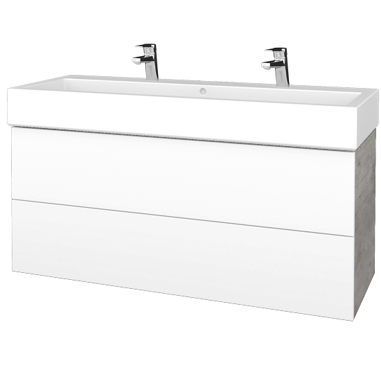 Umyvadlová skříňka VARIANTE SZZ2 120 pro umyvadlo Duravit Vero - D01 Beton - M01 Bílá mat