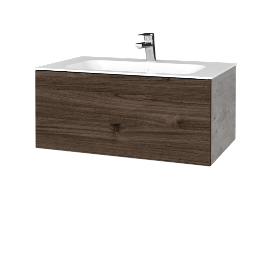 Umyvadlová skříňka VARIANTE SZZ 80 pro umyvadlo Finion - D01 Beton - D25 Teak