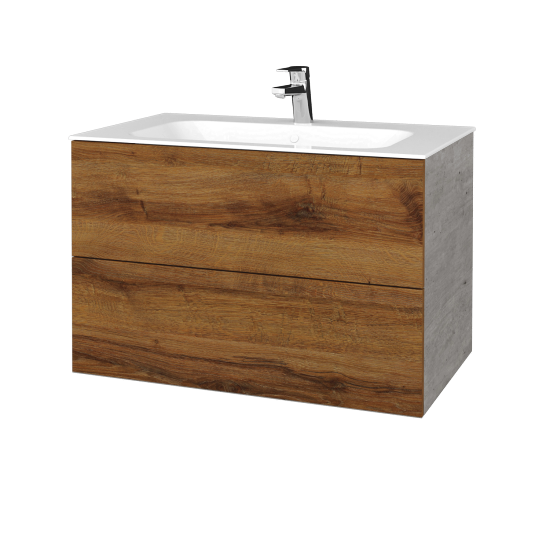 Umyvadlová skříňka VARIANTE SZZ2 80 pro umyvadlo Finion - D01 Beton - D27 Cognac