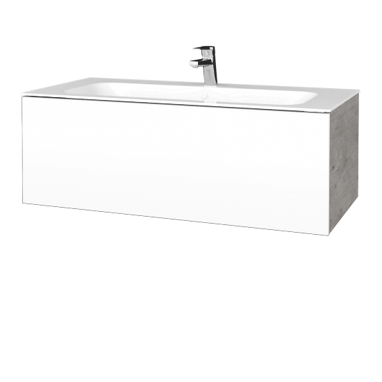 Koupelnová skříňka VARIANTE SZZ 100 pro umyvadlo Finion - D01 Beton - L01 Bílá vysoký lesk