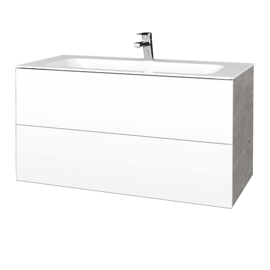 Umyvadlová skříňka VARIANTE SZZ2 100 pro umyvadlo Finion - D01 Beton - M01 Bílá mat