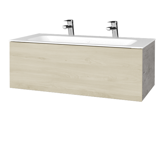 Umyvadlová skříňka VARIANTE SZZ 100 pro umyvadlo Finion se 2 otvory pro baterii - D01 Beton - D24 Ohio