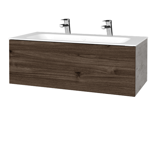 Umyvadlová skříňka VARIANTE SZZ 100 pro umyvadlo Finion se 2 otvory pro baterii - D01 Beton - D25 Teak