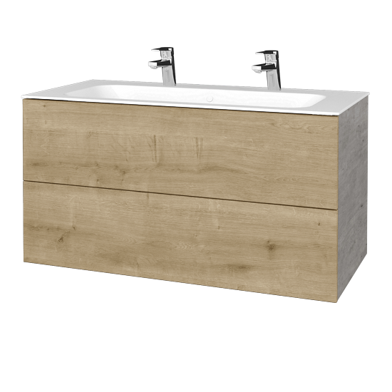 Umyvadlová skříňka VARIANTE SZZ2 100 pro umyvadlo Finion se 2 otvory pro baterii - D01 Beton - D09 Arlington