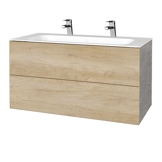 Umyvadlová skříňka VARIANTE SZZ2 100 pro umyvadlo Finion se 2 otvory pro baterii - D01 Beton - D15 Nebraska