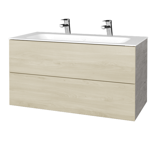 Umyvadlová skříňka VARIANTE SZZ2 100 pro umyvadlo Finion se 2 otvory pro baterii - D01 Beton - D24 Ohio