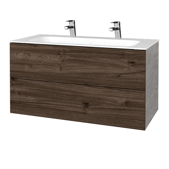 Umyvadlová skříňka VARIANTE SZZ2 100 pro umyvadlo Finion se 2 otvory pro baterii - D01 Beton - D25 Teak
