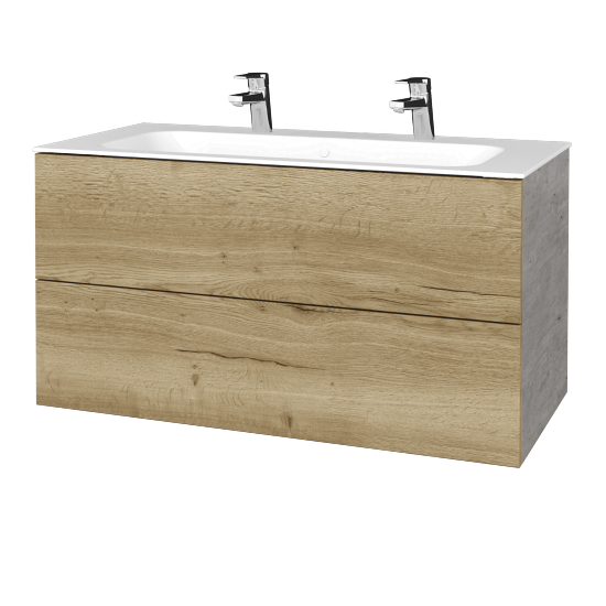 Umyvadlová skříňka VARIANTE SZZ2 100 pro umyvadlo Finion se 2 otvory pro baterii - D01 Beton - D26 Ontario