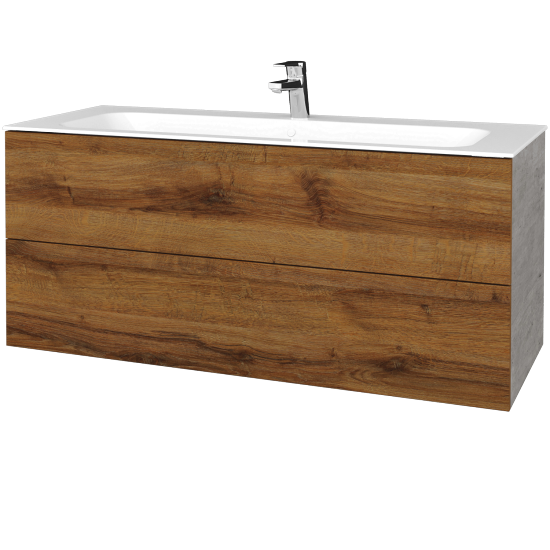 Umyvadlová skříňka VARIANTE SZZ2 120 pro umyvadlo Finion - D01 Beton - D27 Cognac