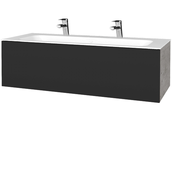 Umyvadlová skříňka VARIANTE SZZ 120 pro umyvadlo Finion se 2 otvory pro baterii - D01 Beton - N03 Graphite