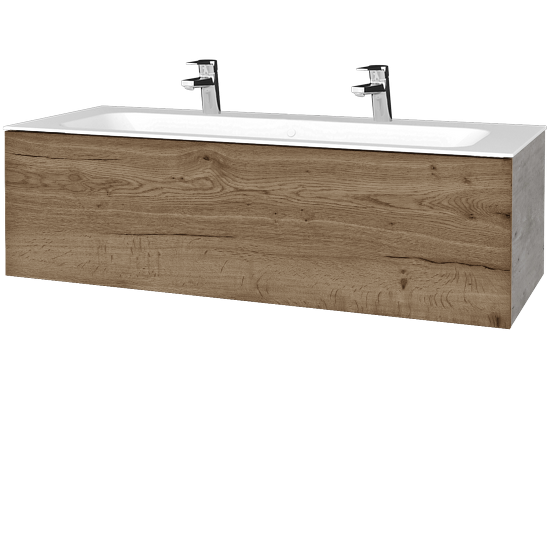 Umyvadlová skříňka VARIANTE SZZ 120 pro umyvadlo Finion se 2 otvory pro baterii - D01 Beton - D21 Tobacco