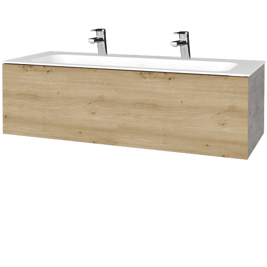 Umyvadlová skříňka VARIANTE SZZ 120 pro umyvadlo Finion se 2 otvory pro baterii - D01 Beton - D22 Karamel