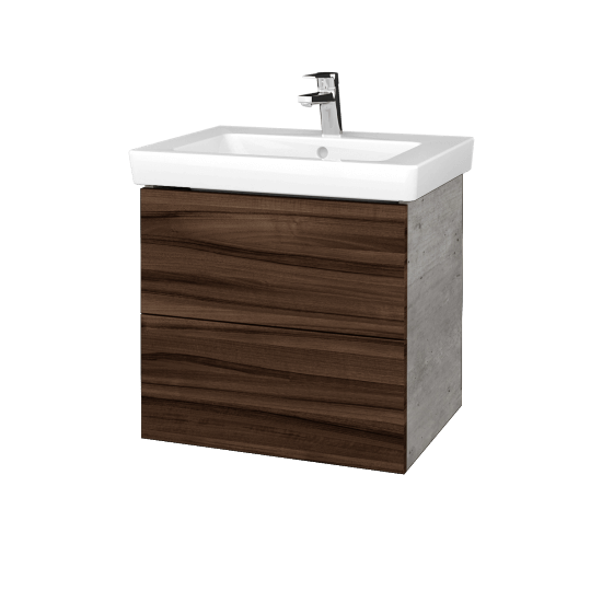 Umyvadlová skříňka VARIANTE SZZ2 60 pro umyvadlo Subway 2.0 - D01 Beton - D06 Ořech