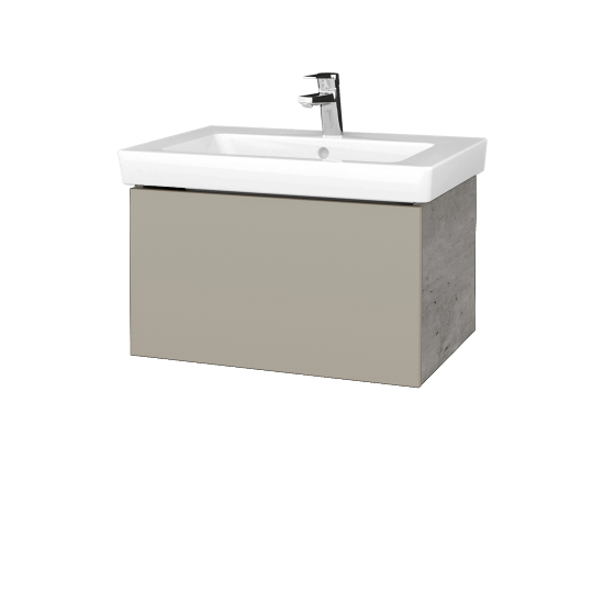 Wastischunterschrank FLAT SZZ 65 (Waschtisch Subway 2.0)  - D01 Beton - L04 Taupe Lack Hochglanz