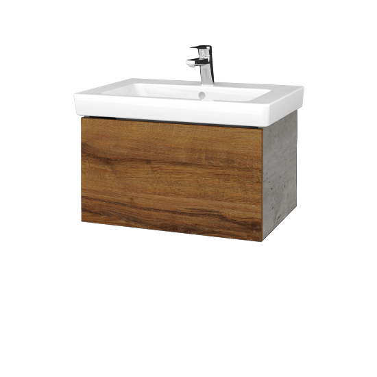 Umyvadlová skříňka VARIANTE SZZ 65 pro umyvadlo Subway 2.0 - D01 Beton - D27 Cognac