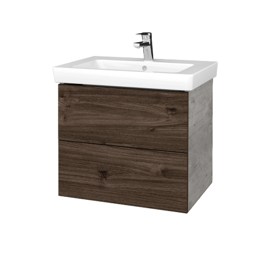 Umyvadlová skříňka VARIANTE SZZ2 65 pro umyvadlo Subway 2.0 - D01 Beton - D25 Teak