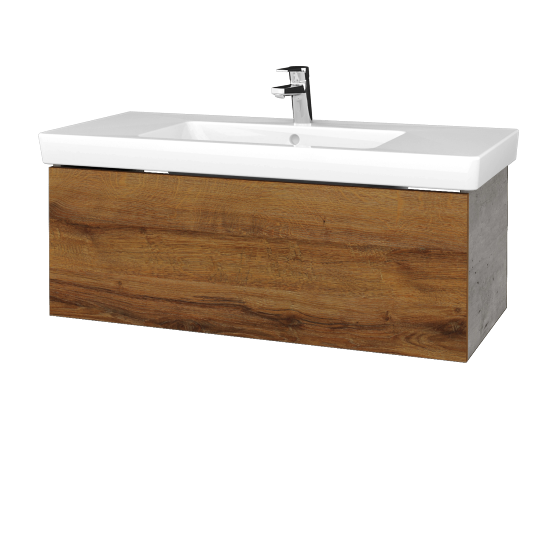 Umyvadlová skříňka VARIANTE SZZ 100 pro umyvadlo Subway 2.0 - D01 Beton - D27 Cognac