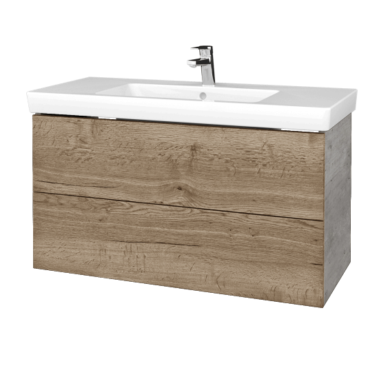 Umyvadlová skříňka VARIANTE SZZ2 100 pro umyvadlo Subway 2.0 - D01 Beton - D21 Tobacco