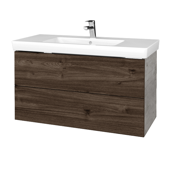 Umyvadlová skříňka VARIANTE SZZ2 100 pro umyvadlo Subway 2.0 - D01 Beton - D25 Teak