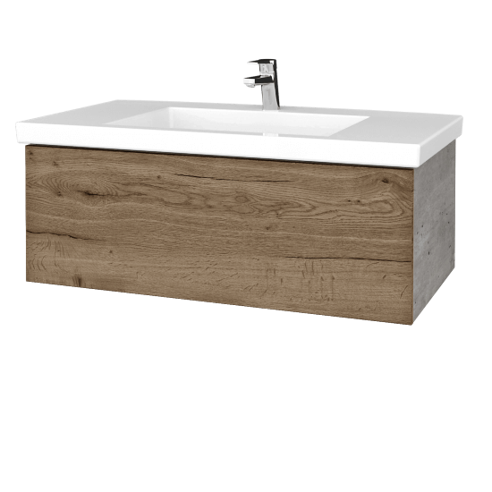 Koupelnová skříňka VARIANTE SZZ 100 pro umyvadlo Metric - D01 Beton - D21 Tobacco