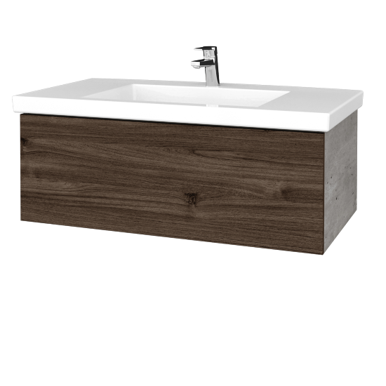 Koupelnová skříňka VARIANTE SZZ 100 pro umyvadlo Metric - D01 Beton - D25 Teak