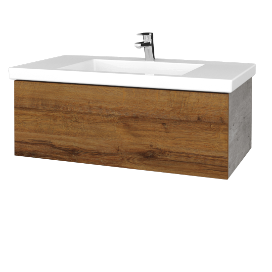 Koupelnová skříňka VARIANTE SZZ 100 pro umyvadlo Metric - D01 Beton - D27 Cognac