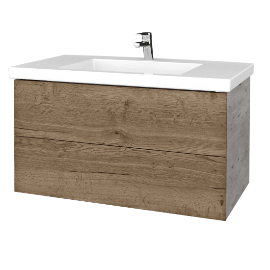 Koupelnová skříňka VARIANTE SZZ2 100 pro umyvadlo Metric - D01 Beton - D21 Tobacco