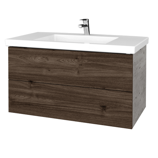 Koupelnová skříňka VARIANTE SZZ2 100 pro umyvadlo Metric - D01 Beton - D25 Teak