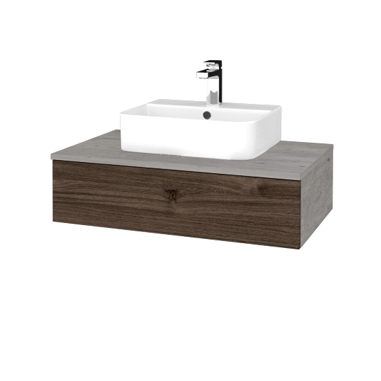 Umyvadlová skříňka MODULE SZZ 80 umyvadlo Joy 3 - D01 Beton - D25 Teak - Ne