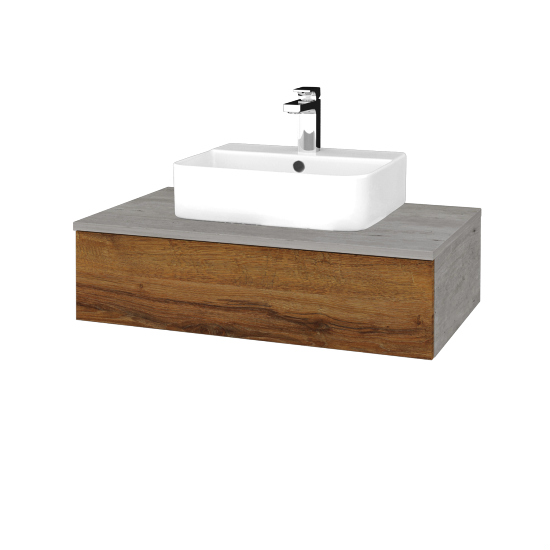 Umyvadlová skříňka MODULE SZZ 80 umyvadlo Joy 3 - D01 Beton - D27 Cognac - Ne