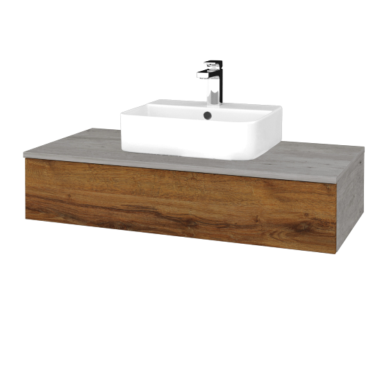 Umyvadlová skříňka MODULE SZZ 100 umyvadlo Joy 3 - D01 Beton - D27 Cognac - Ne