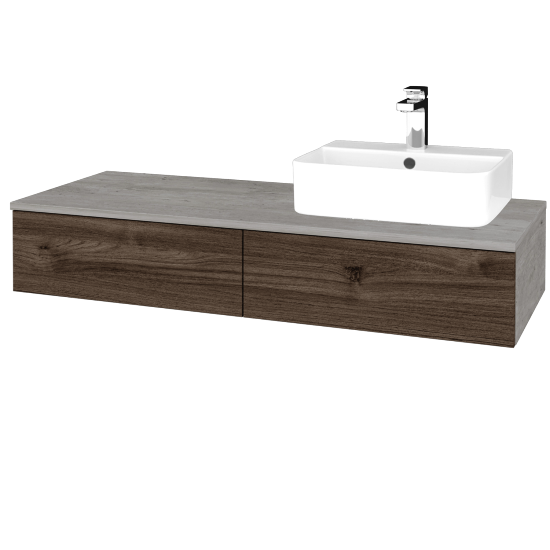 Umyvadlová skříňka MODULE SZZ2 120 umyvadlo Joy 3 - D01 Beton - D25 Teak - Levé - Ne