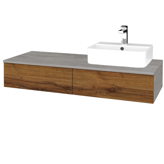 Umyvadlová skříňka MODULE SZZ2 120 umyvadlo Joy 3 - D01 Beton - D27 Cognac - Levé - Ne