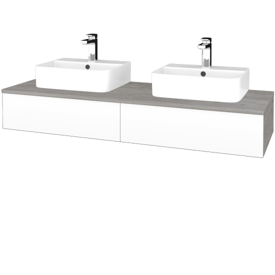 Umyvadlová skříňka MODULE SZZ2 140 umyvadlo Joy 3 - D01 Beton - L01 Bílá vysoký lesk - Ne