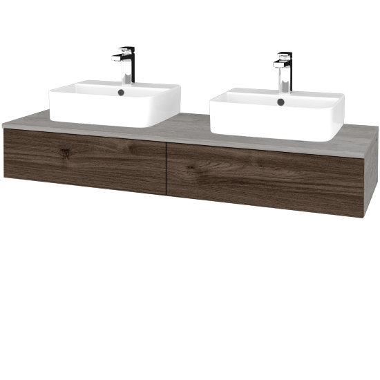 Umyvadlová skříňka MODULE SZZ2 140 umyvadlo Joy 3 - D01 Beton - D25 Teak - Ne