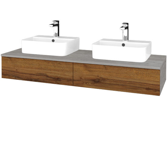 Umyvadlová skříňka MODULE SZZ2 140 umyvadlo Joy 3 - D01 Beton - D27 Cognac - Ne