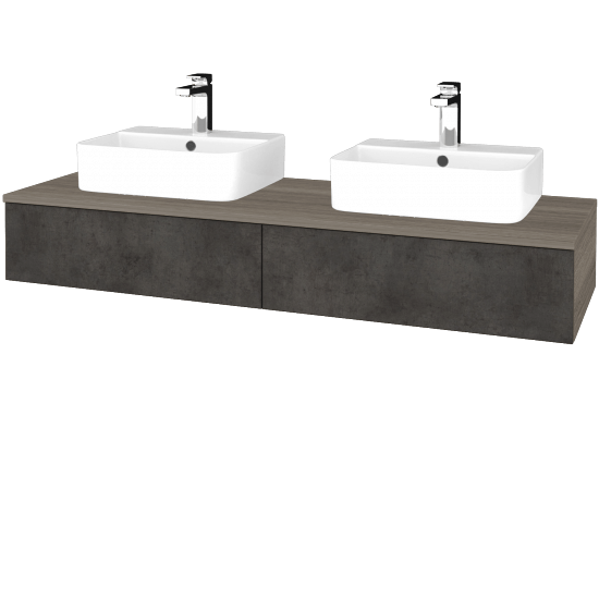 Waschtischunterschrank JOCKAM SZZ2 140 (Waschtisch Joy 3)  - D03 Cafe - D16 Dark Beton - Nein