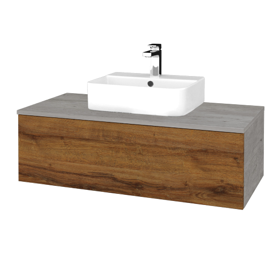 Umyvadlová skříňka MODULE SZZ1 100 umyvadlo Joy 3 - D01 Beton - D27 Cognac - Ne