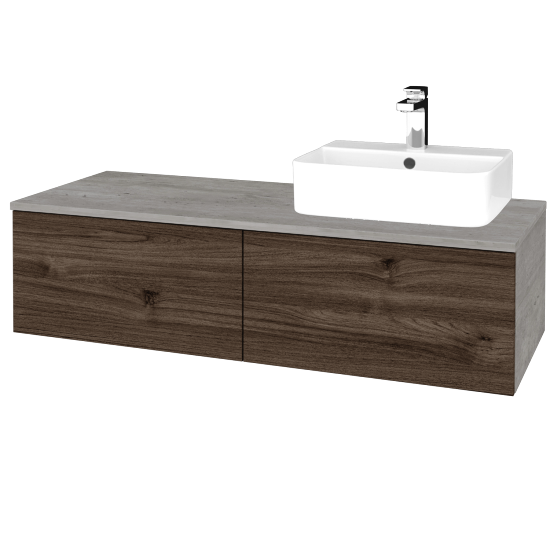 Umyvadlová skříňka MODULE SZZ12 120 umyvadlo Joy 3 - D01 Beton - D25 Teak - Levé - Ne