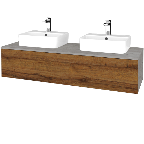 Umyvadlová skříňka MODULE SZZ12 140 umyvadlo Joy 3 - D01 Beton - D27 Cognac - Ne
