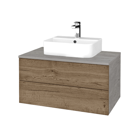Umyvadlová skříňka MODULE SZZ2 80 umyvadlo Joy 3 - D01 Beton - D21 Tobacco - Ne